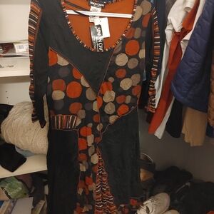Desigual Black and Red Long Sleeve Dress